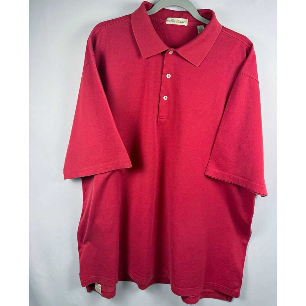 Peter Millar Mens XL Red Polo Shirt Double Mercerized Cotton Golf Made Korea